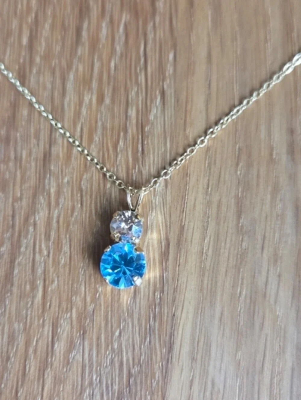 Aquamarine  Blue & Golden Shadow Crystals Necklace – Handmade